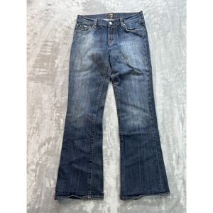 7 For All Mankind Y2K Jeans Womens Sz 28 Blue Bootcut Western Cowgirl Boho Faded